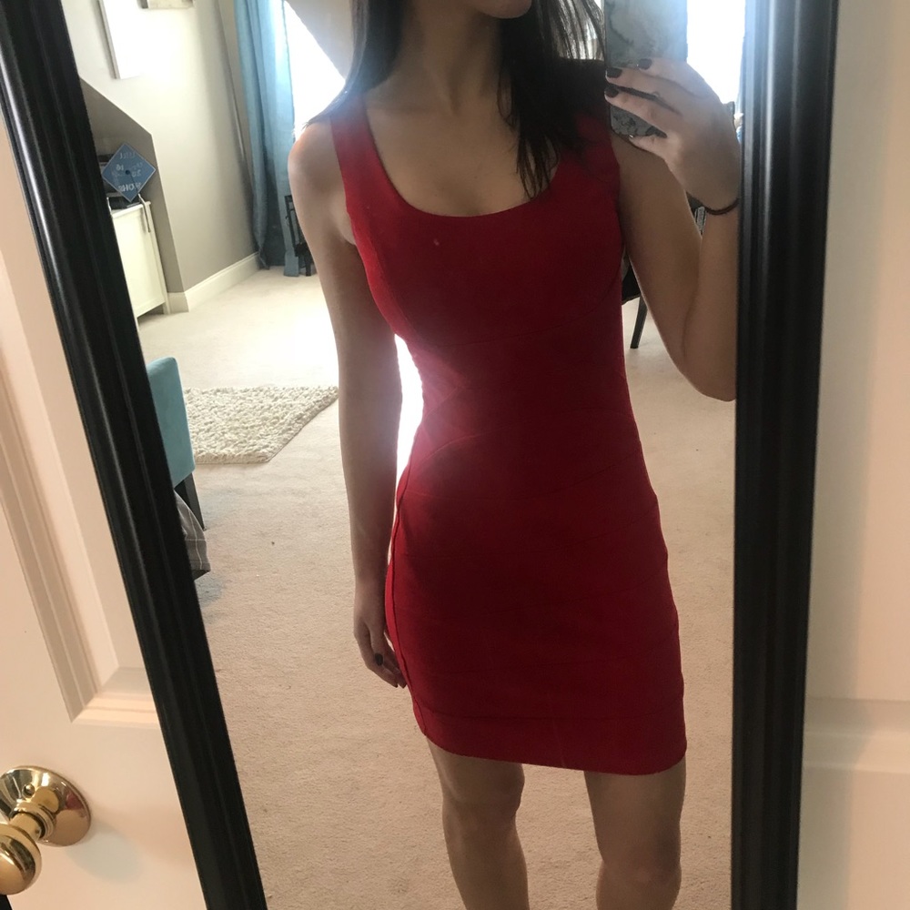 Red ruby fox bodycon dress from Macy’s